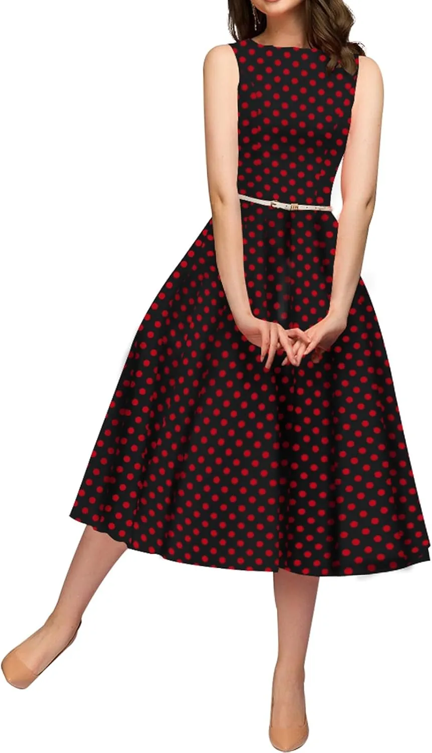 Simple Flavor Women's Vintage Dress Sleeveless O-Neck Party Cocktail Dress