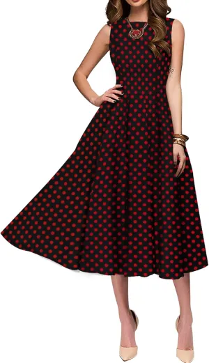 Simple Flavor Women's Vintage Dress Sleeveless O-Neck Party Cocktail Dress