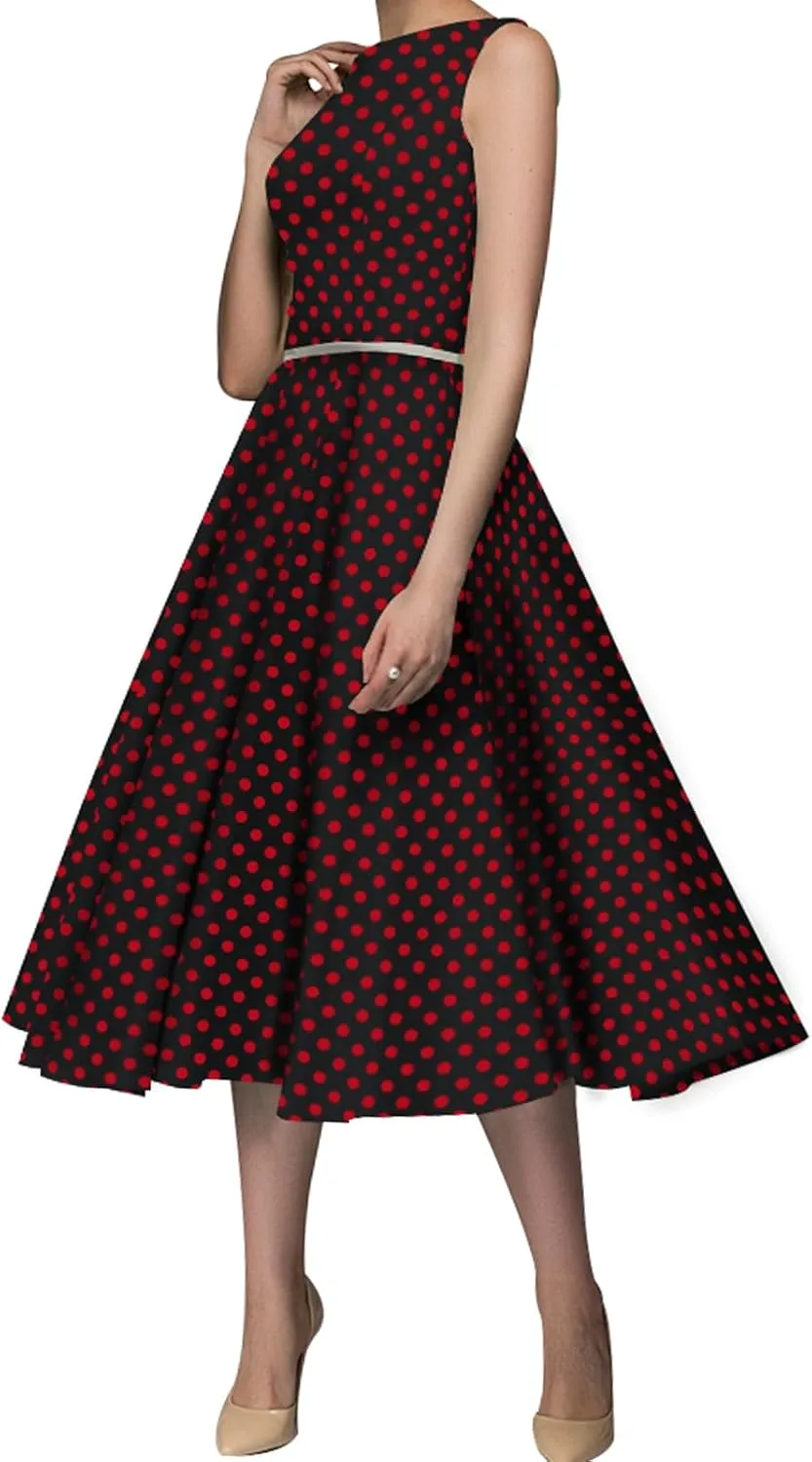 Simple Flavor Women's Vintage Dress Sleeveless O-Neck Party Cocktail Dress