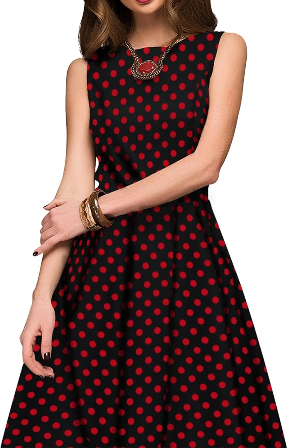 Simple Flavor Women's Vintage Dress Sleeveless O-Neck Party Cocktail Dress