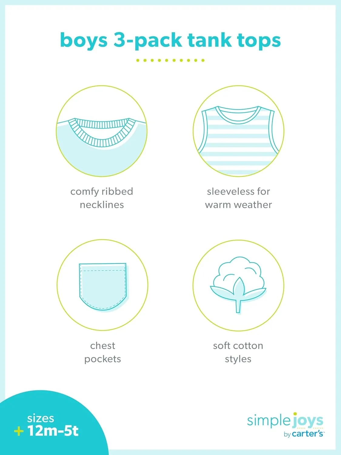 Simple Joys by Carter's Baby Boys' 3-Pack Muscle Tank Tops