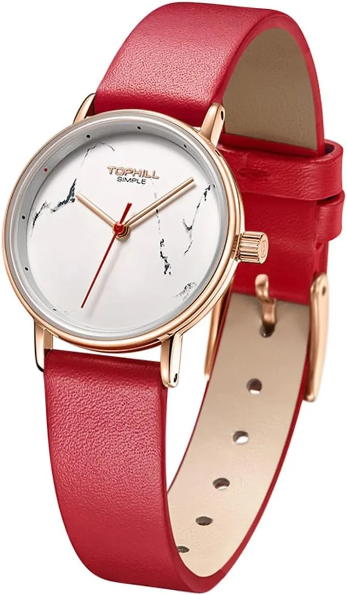 Simple Women Watch, Cowhide Leather Strap, Quartz movemen, Mineral Glass, Elegant Design Watch for Casual Work