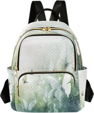 Sinestour Butterfly Foliage Teal Women Backpack Purse Large Capacity Casual Daypack Leather Handle Travel Hiking Work Backpack