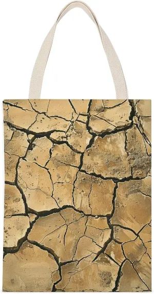 Single-sided Printed Handbag,Brown Cracks Pictures Print Non-woven Canvas Tote Bag,fashionable Large-capacity Canvas Bag