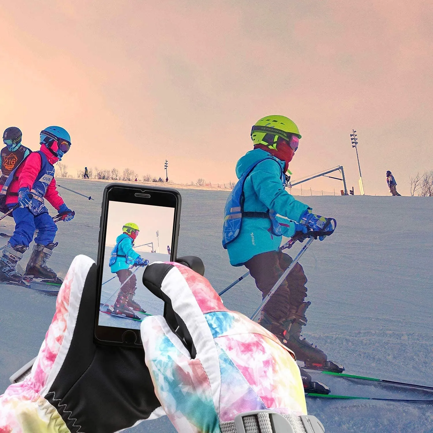Ski Gloves for Men Women Kids - Waterproof Thermal Winter Snow Gloves, Touchscreen Compatible for Skiing, Snowboarding, Cold Weather, Parent-Child Outdoor Activities