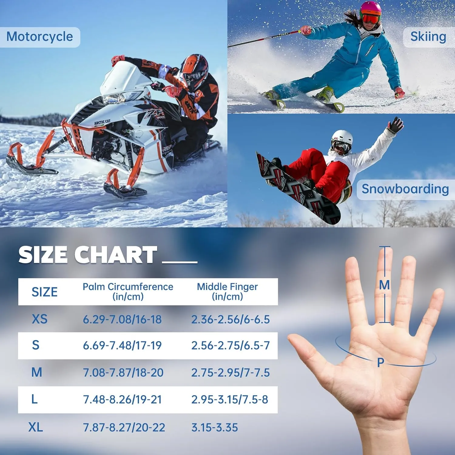 Ski Gloves for Men Women Kids - Waterproof Thermal Winter Snow Gloves, Touchscreen Compatible for Skiing, Snowboarding, Cold Weather, Parent-Child Outdoor Activities