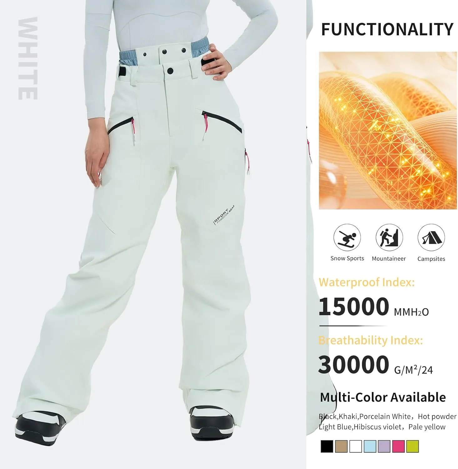 Ski Pants Snow Snowboard Pants Waterproof Insulated Baggy Windproof Hiking Winter Warm for Men Women