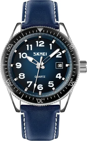 SKMEI Mens Watches Quartz Movement Easy to Read,Analog Date,Reinforced Leather Strap,30M Waterproof Fashion Business Wrist Watch for Men