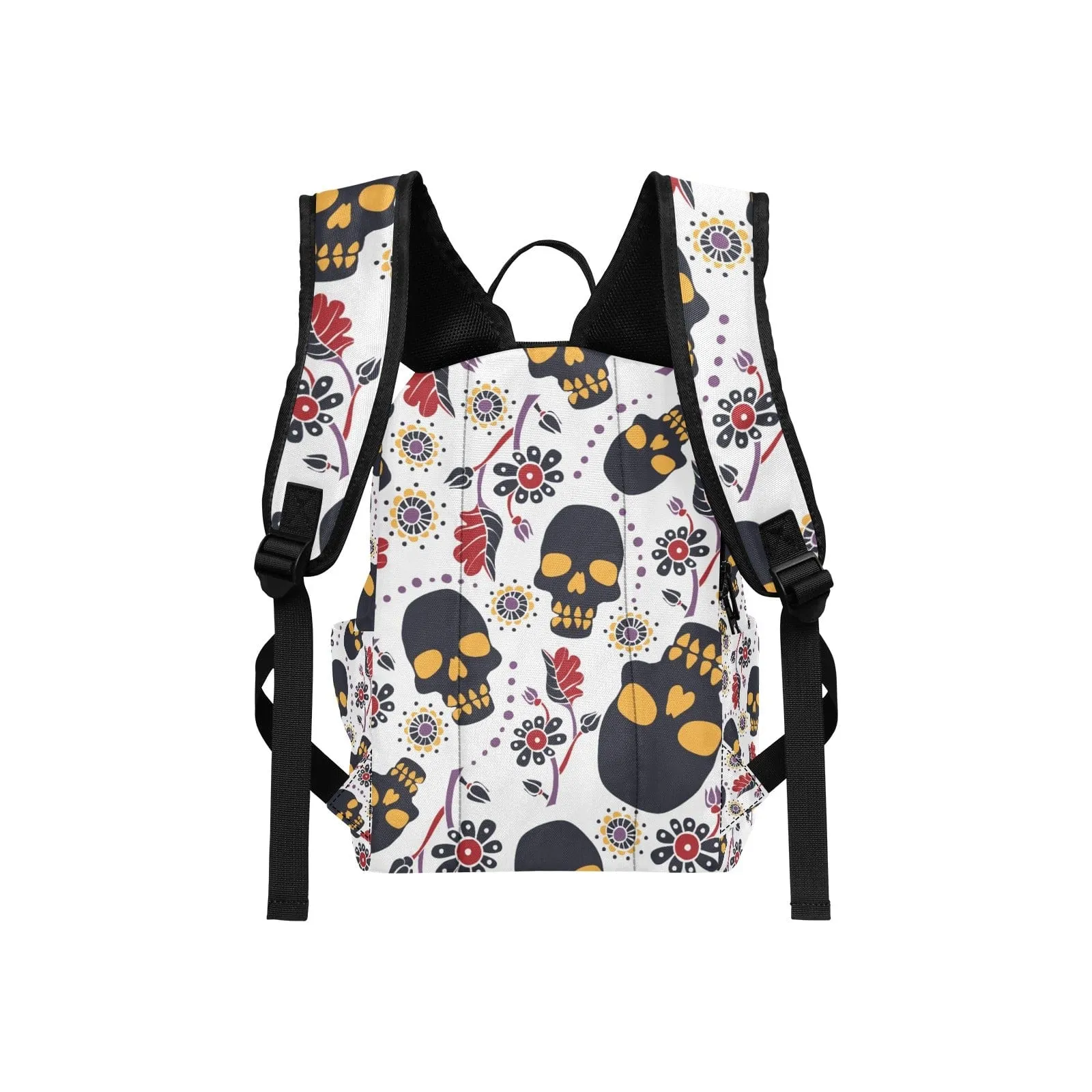 Skull Floral Print Lightweight Casual Backpack