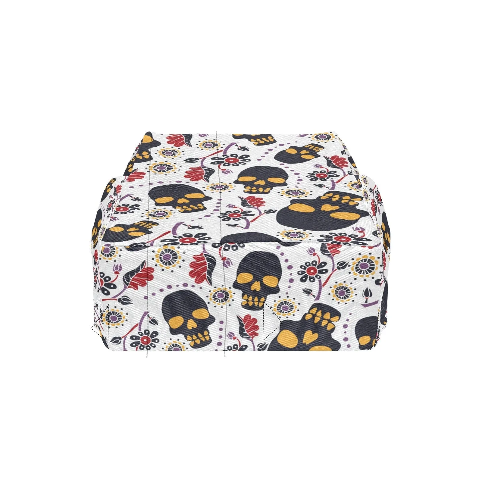 Skull Floral Print Lightweight Casual Backpack