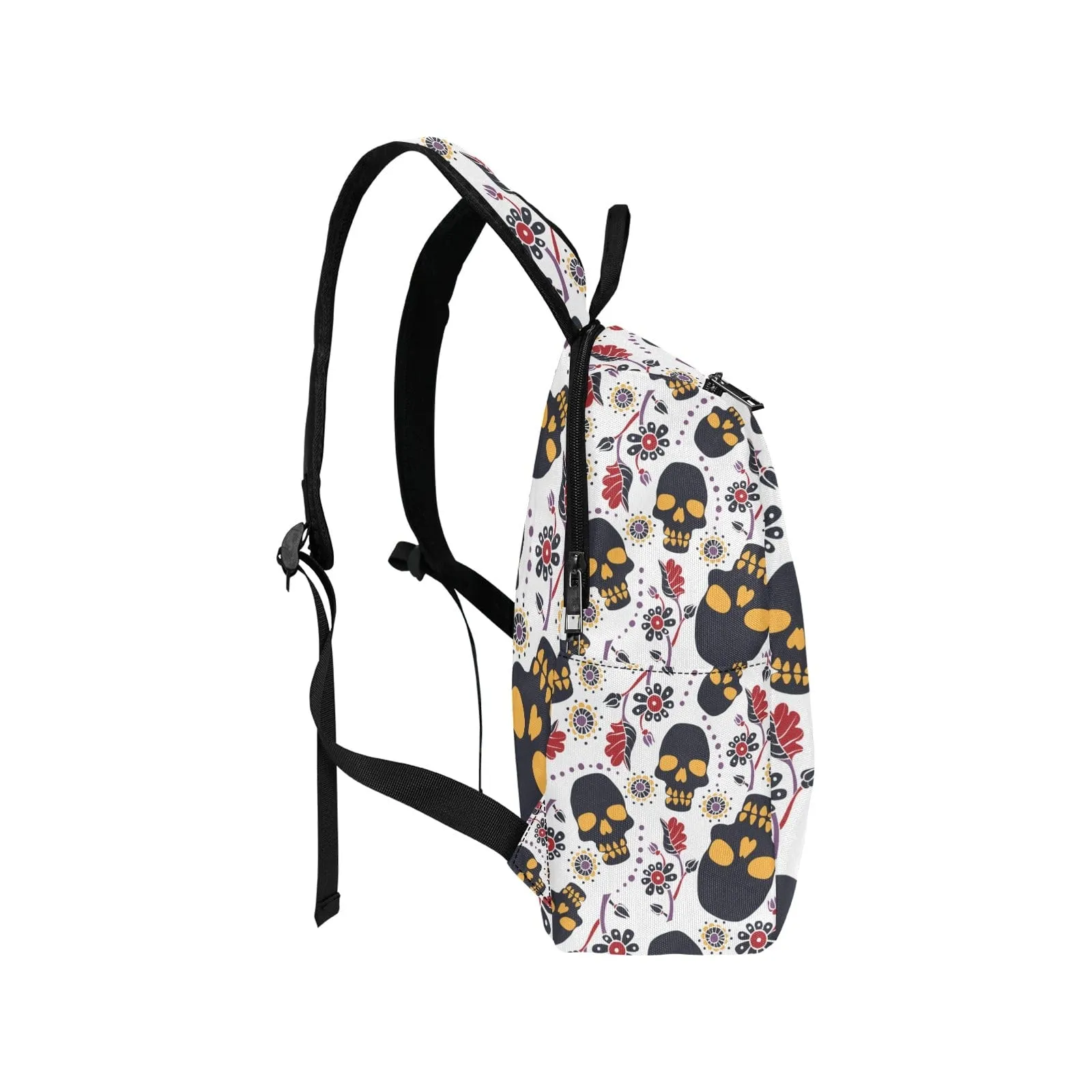 Skull Floral Print Lightweight Casual Backpack