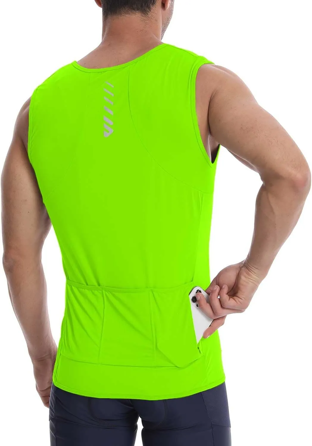 Sleeveless Cycling Jersey Men, Biking Base Layer Breathable and Lightweight with Back Pocket Sports Vest