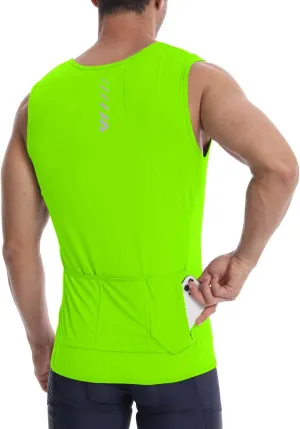 Sleeveless Cycling Jersey Men, Biking Base Layer Breathable and Lightweight with Back Pocket Sports Vest