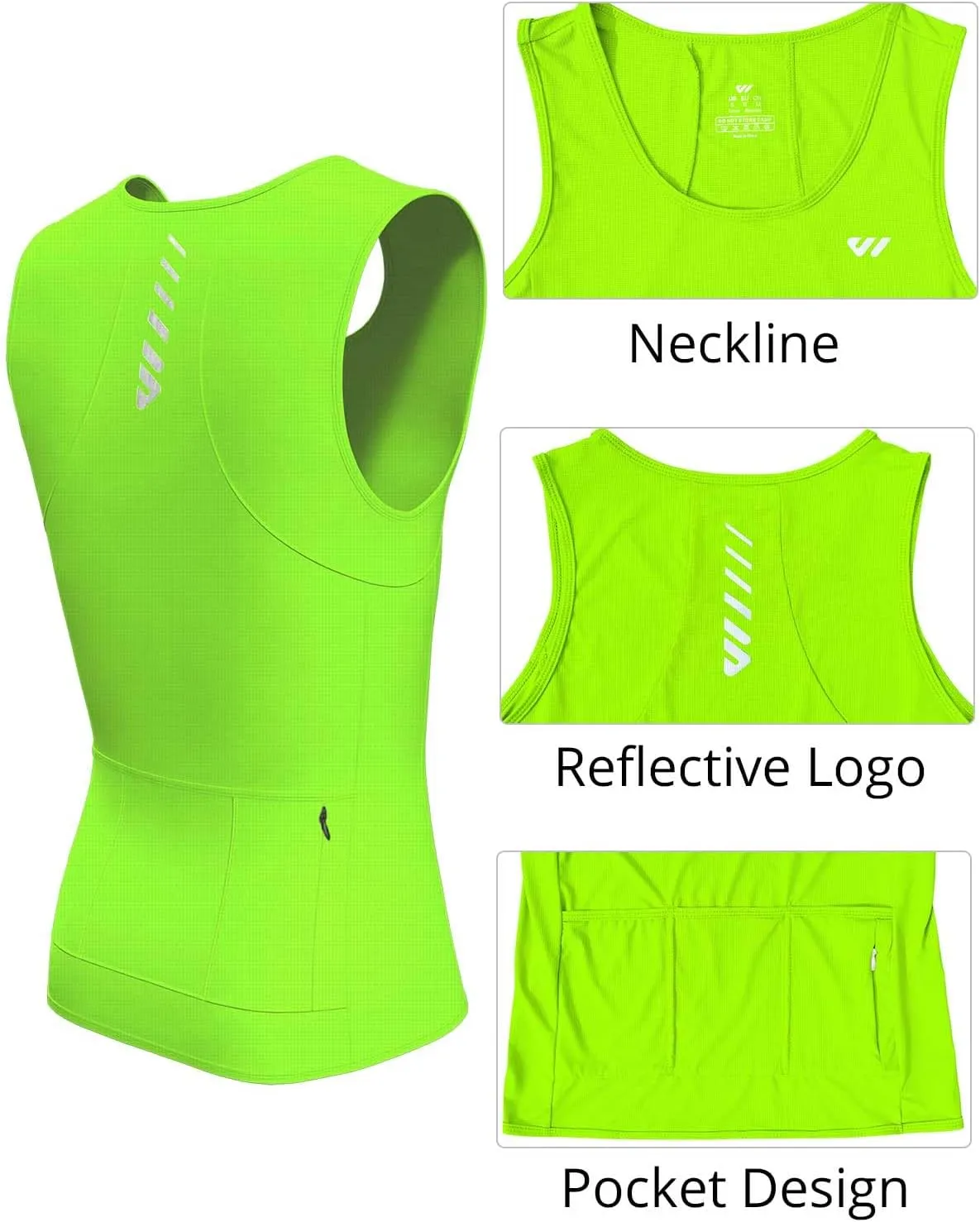 Sleeveless Cycling Jersey Men, Biking Base Layer Breathable and Lightweight with Back Pocket Sports Vest