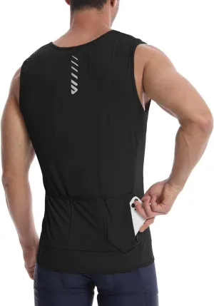 Sleeveless Cycling Jersey Men, Biking Base Layer Breathable and Lightweight with Back Pocket Sports Vest