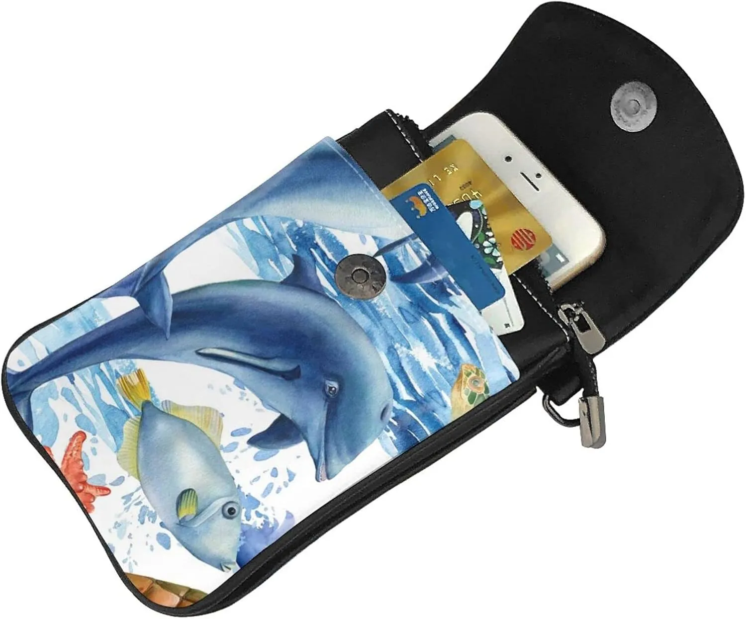 Small Crossbody Bag For Women,Leather Phone Purse Women'S Shoulder Handbags Wallet Purse -Mushrooms And Rainbows Peace