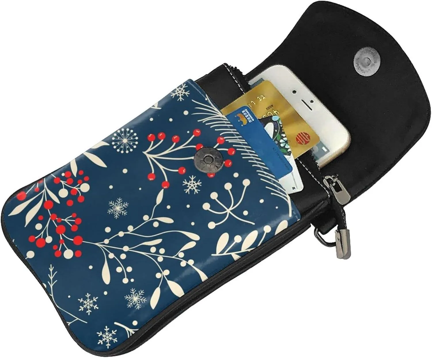 Small Crossbody Bag For Women,Leather Phone Purse Women'S Shoulder Handbags Wallet Purse -Mushrooms And Rainbows Peace