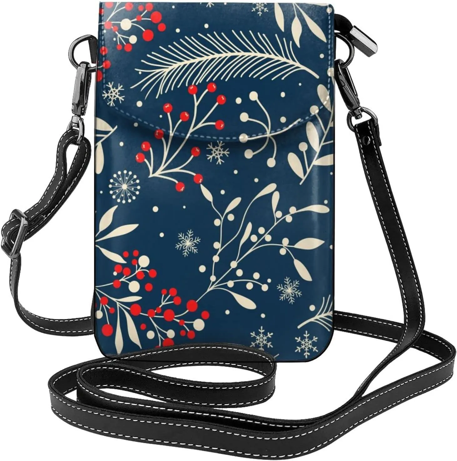 Small Crossbody Bag For Women,Leather Phone Purse Women'S Shoulder Handbags Wallet Purse -Mushrooms And Rainbows Peace