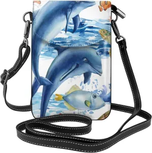 Small Crossbody Bag For Women,Leather Phone Purse Women'S Shoulder Handbags Wallet Purse -Mushrooms And Rainbows Peace