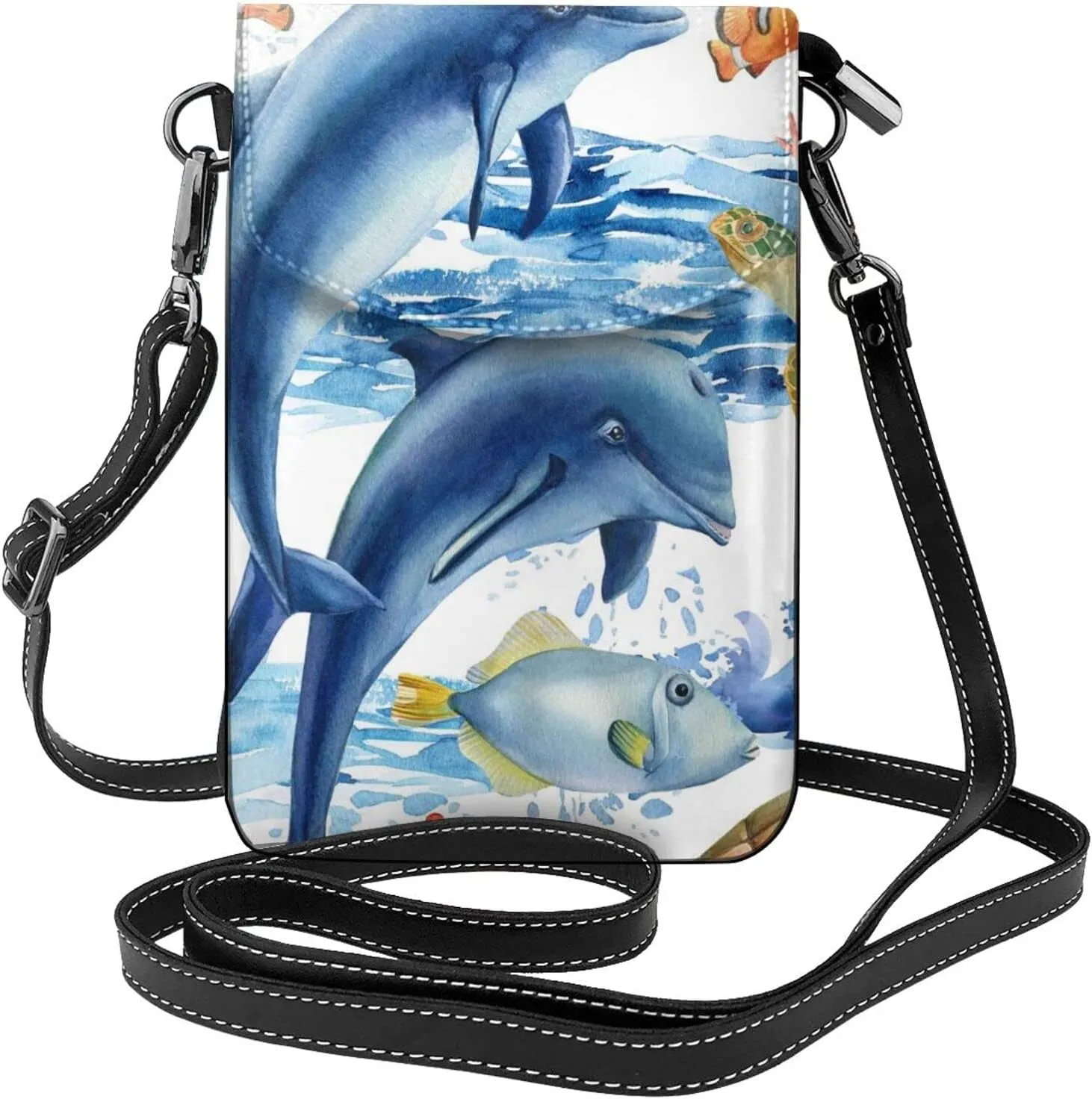 Small Crossbody Bag For Women,Leather Phone Purse Women'S Shoulder Handbags Wallet Purse -Mushrooms And Rainbows Peace