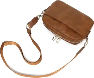 Small Crossbody Bags for Women Vegan Leather Cell phone Purses Mini Shoulder Handbags with Wide Strap