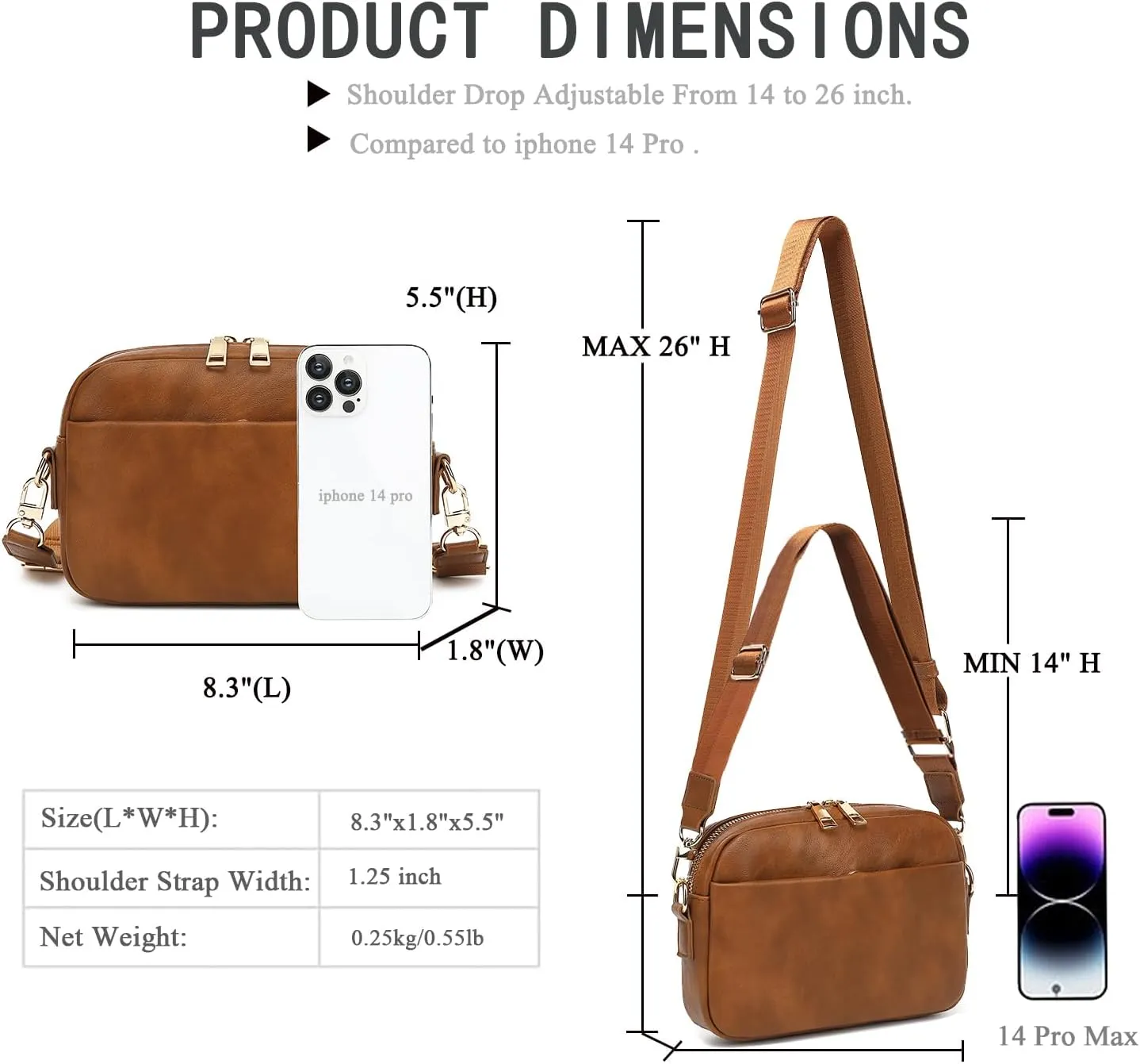 Small Crossbody Bags for Women Vegan Leather Cell phone Purses Mini Shoulder Handbags with Wide Strap
