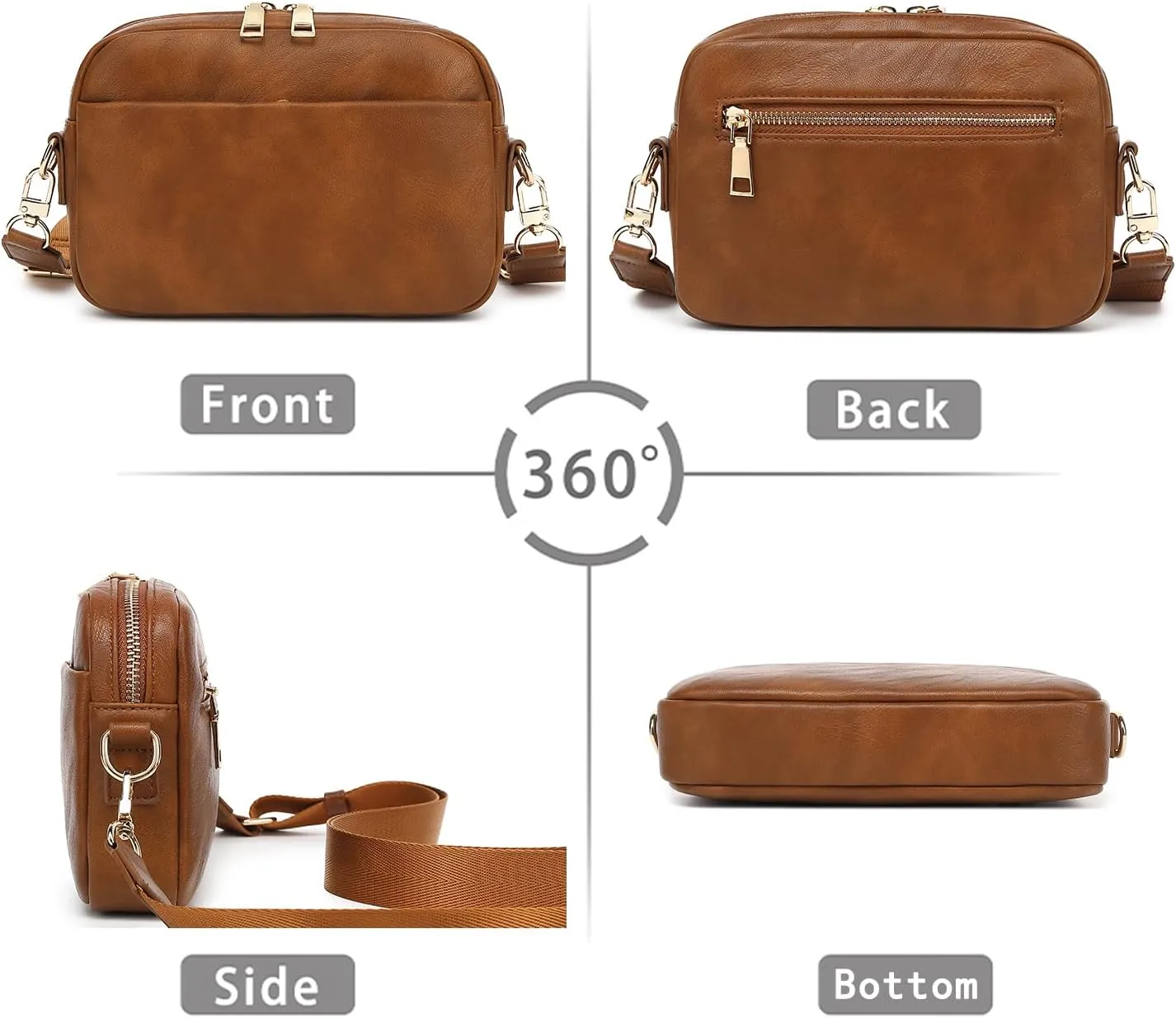 Small Crossbody Bags for Women Vegan Leather Cell phone Purses Mini Shoulder Handbags with Wide Strap