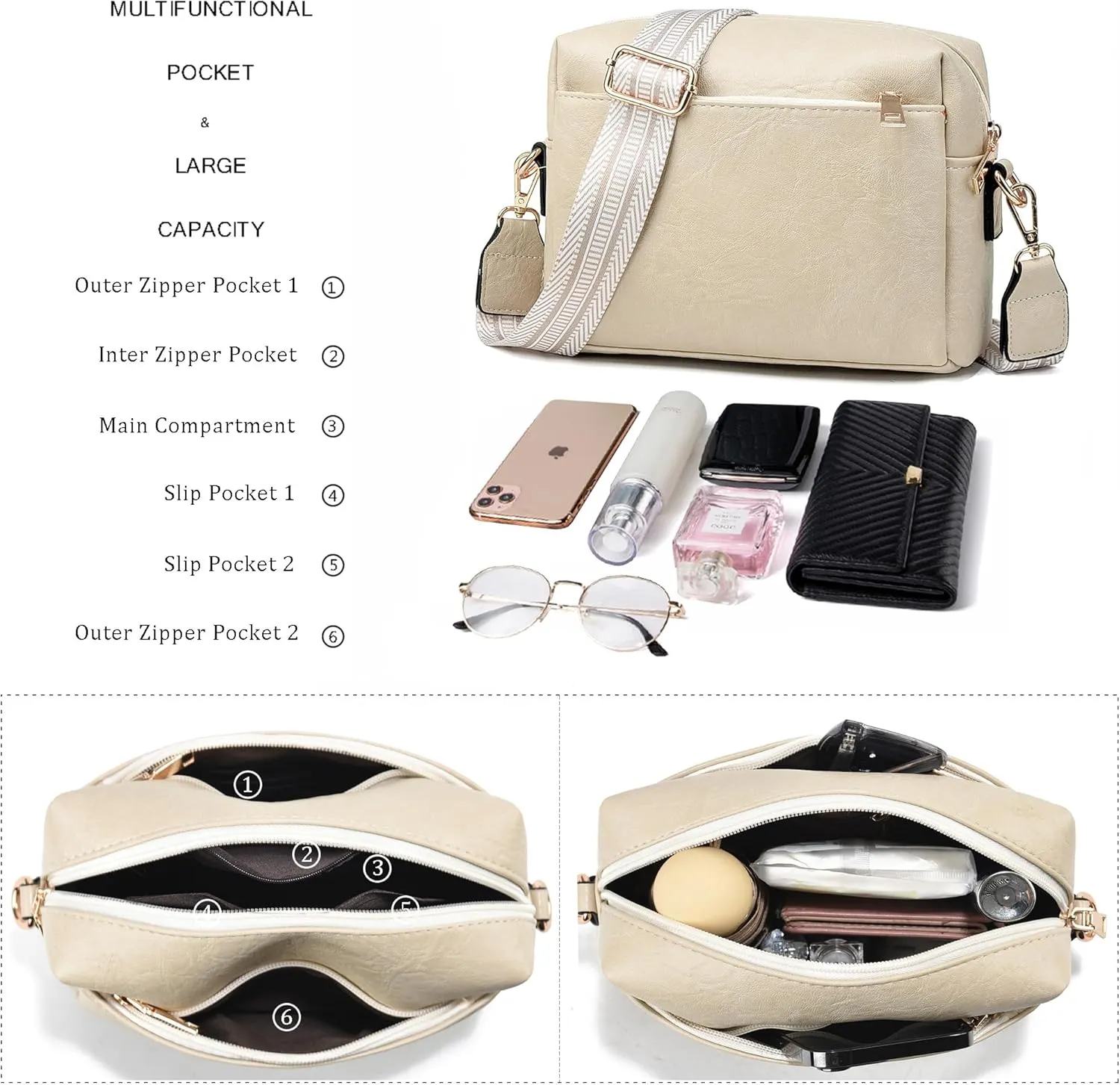 Small Crossbody Bags for Women Vegan Leather Purses Women's Shoulder Handbags Wallet Satchel Cross Body Purse
