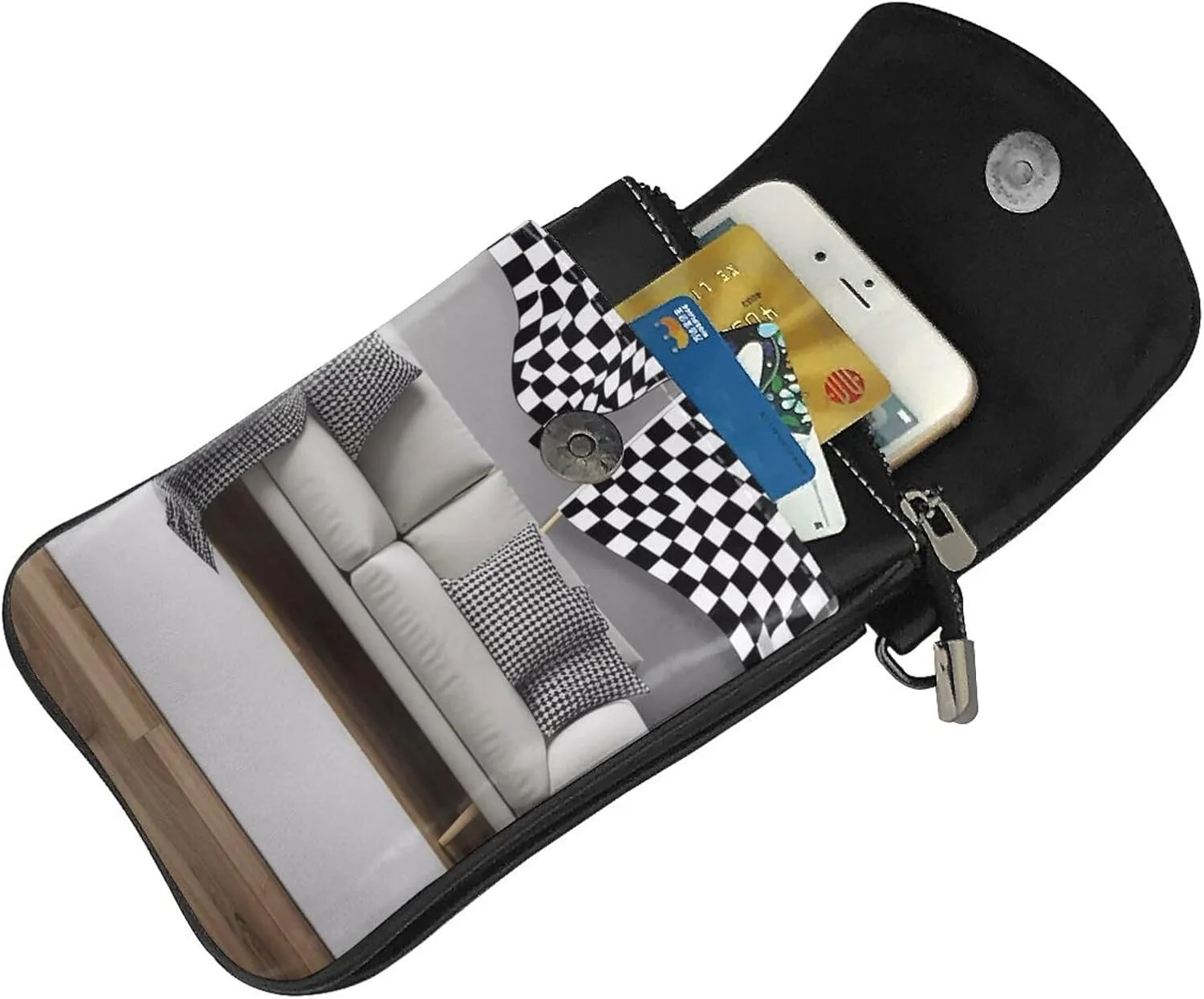 Small Crossbody Bags for Women,Leather Shoulder Bag for Cell Phone Purse with Strap and bubbles blue sky Printed
