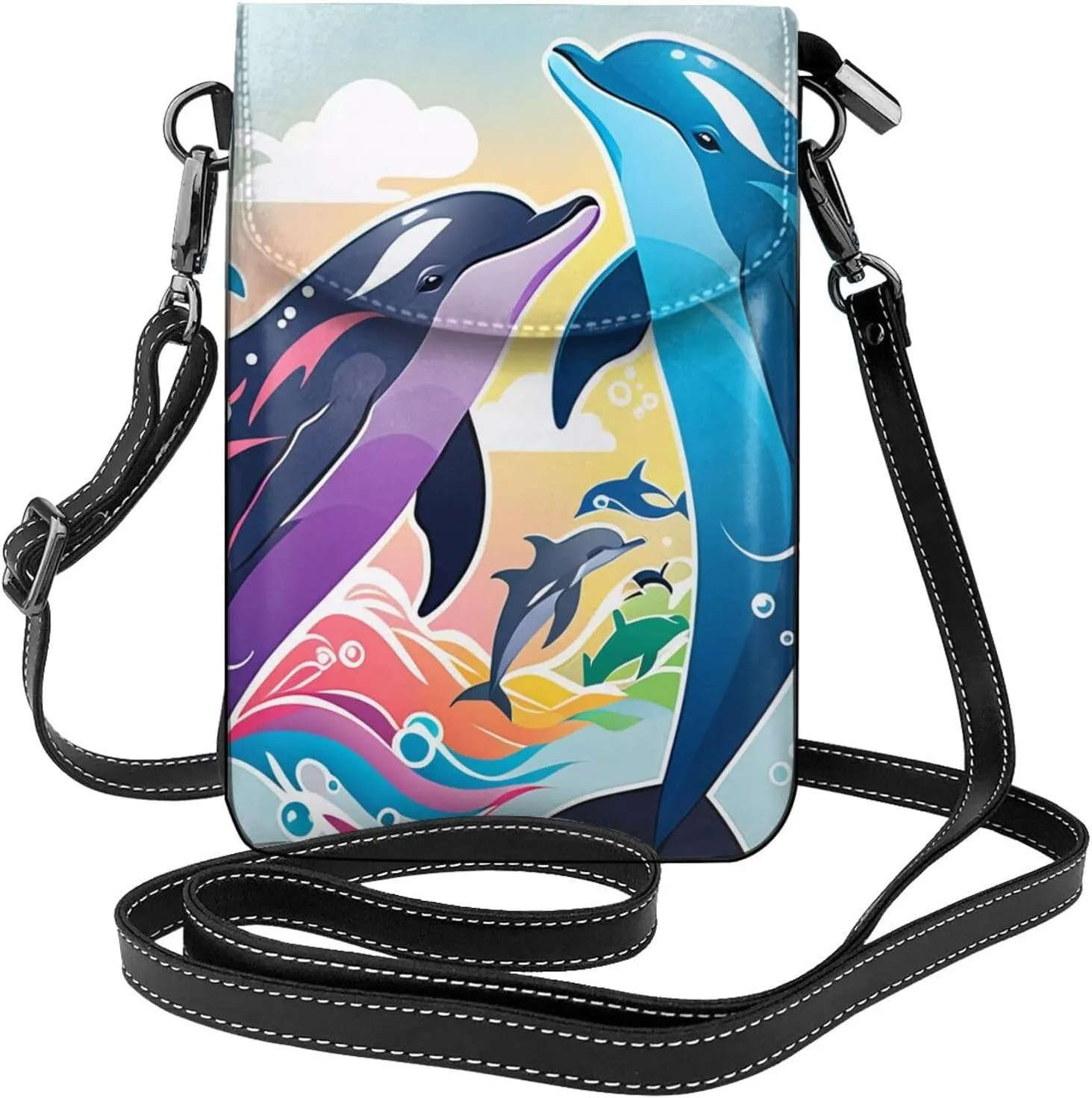 Small Crossbody Bags for Women,Leather Shoulder Bag for Cell Phone Purse with Strap and Polka Dot Printed