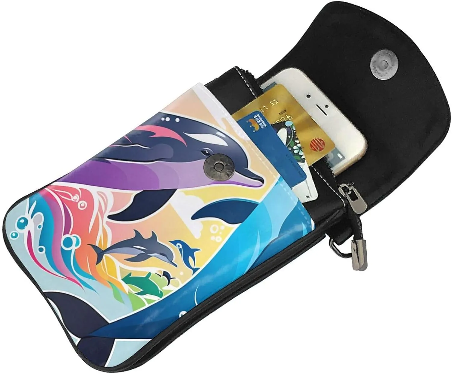 Small Crossbody Bags for Women,Leather Shoulder Bag for Cell Phone Purse with Strap and Polka Dot Printed