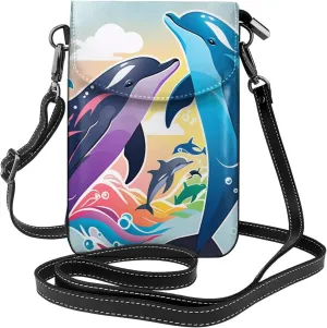 Small Crossbody Bags for Women,Leather Shoulder Bag for Cell Phone Purse with Strap and Polka Dot Printed