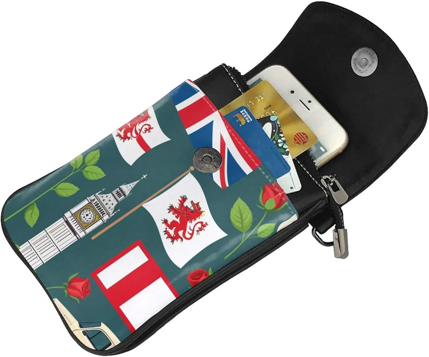 Small Crossbody Bags for Women,Leather Shoulder Bag for Cell Phone Purse with Strap and Strawberry Printed