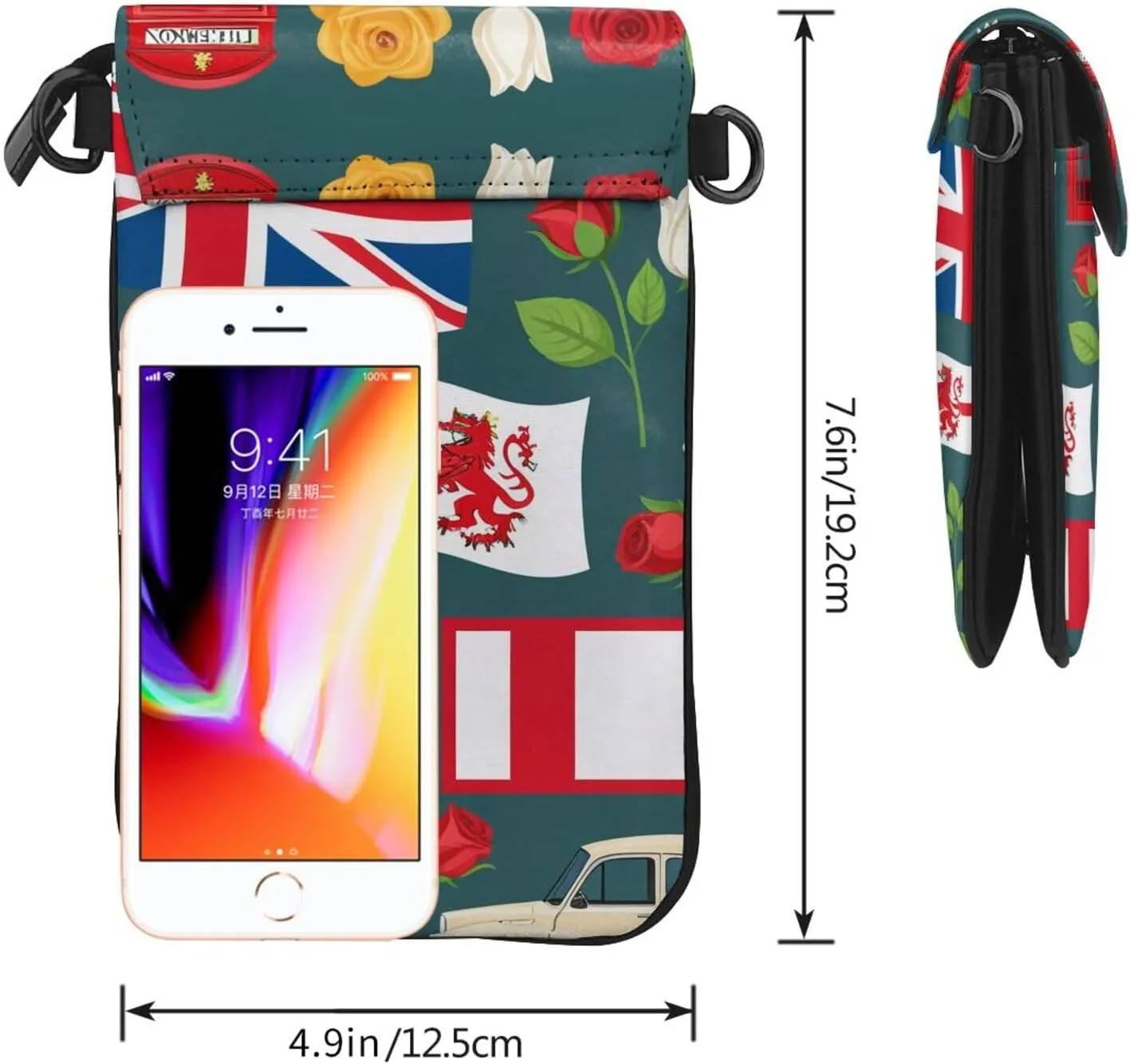 Small Crossbody Bags for Women,Leather Shoulder Bag for Cell Phone Purse with Strap and Strawberry Printed