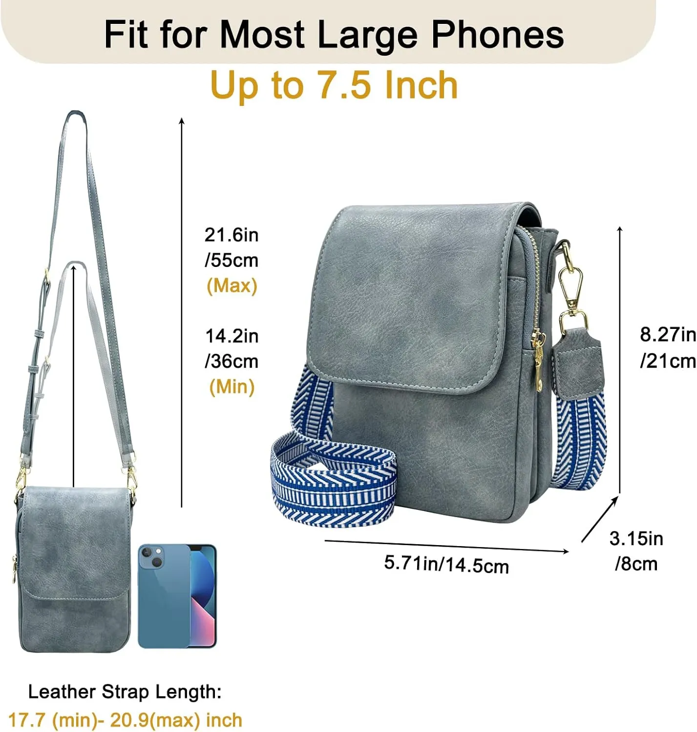 Small Crossbody Purse for Women Trendy Vegan Leather Cell Phone Bags with Card Slots & Adjustable Straps