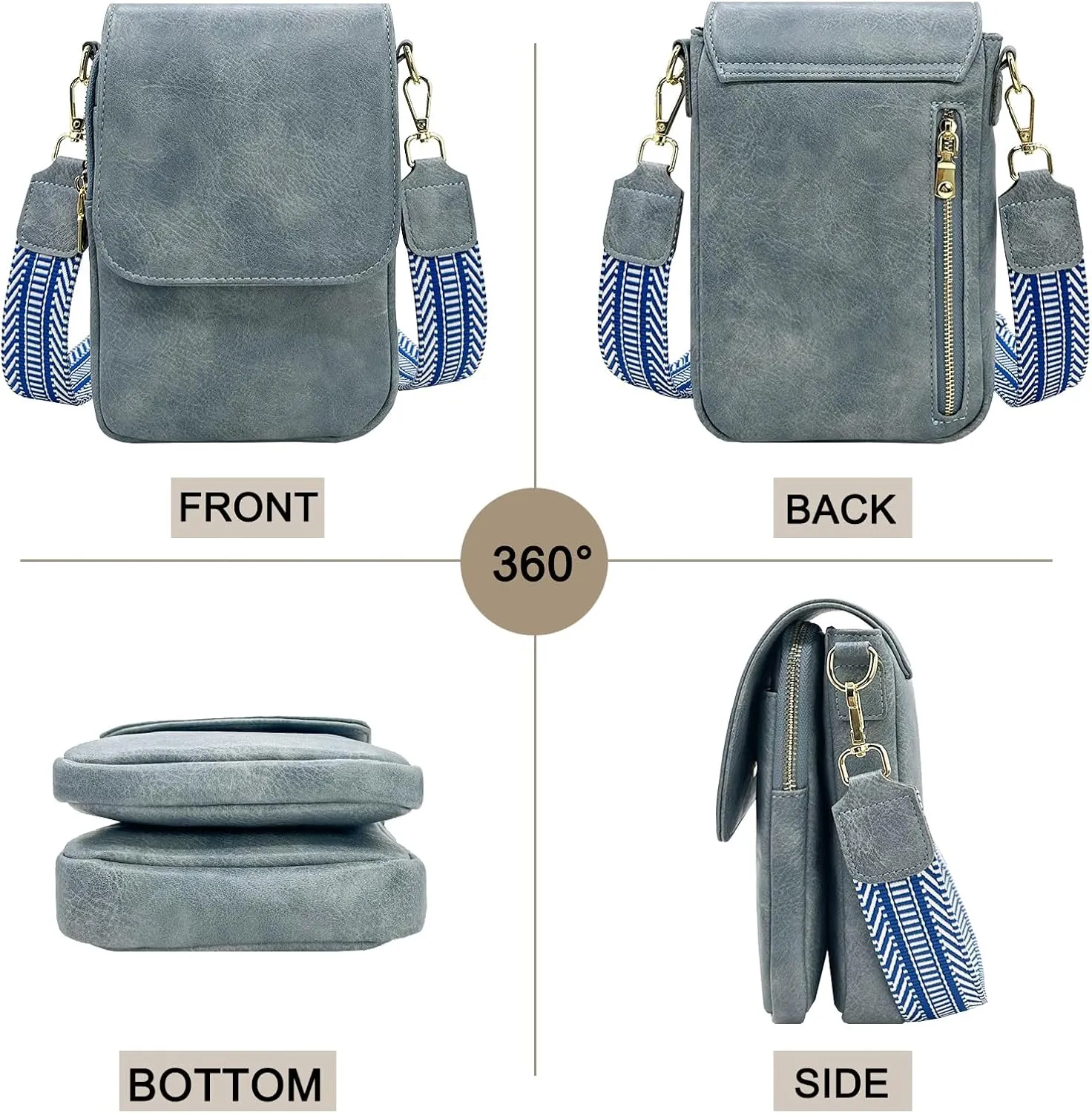Small Crossbody Purse for Women Trendy Vegan Leather Cell Phone Bags with Card Slots & Adjustable Straps