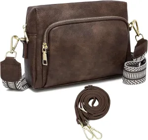Small Crossbody Purses for Women, Vegan Leather Travel Crossbody Bags, Shoulder Handbags with Guitar Strap and Leather Strap
