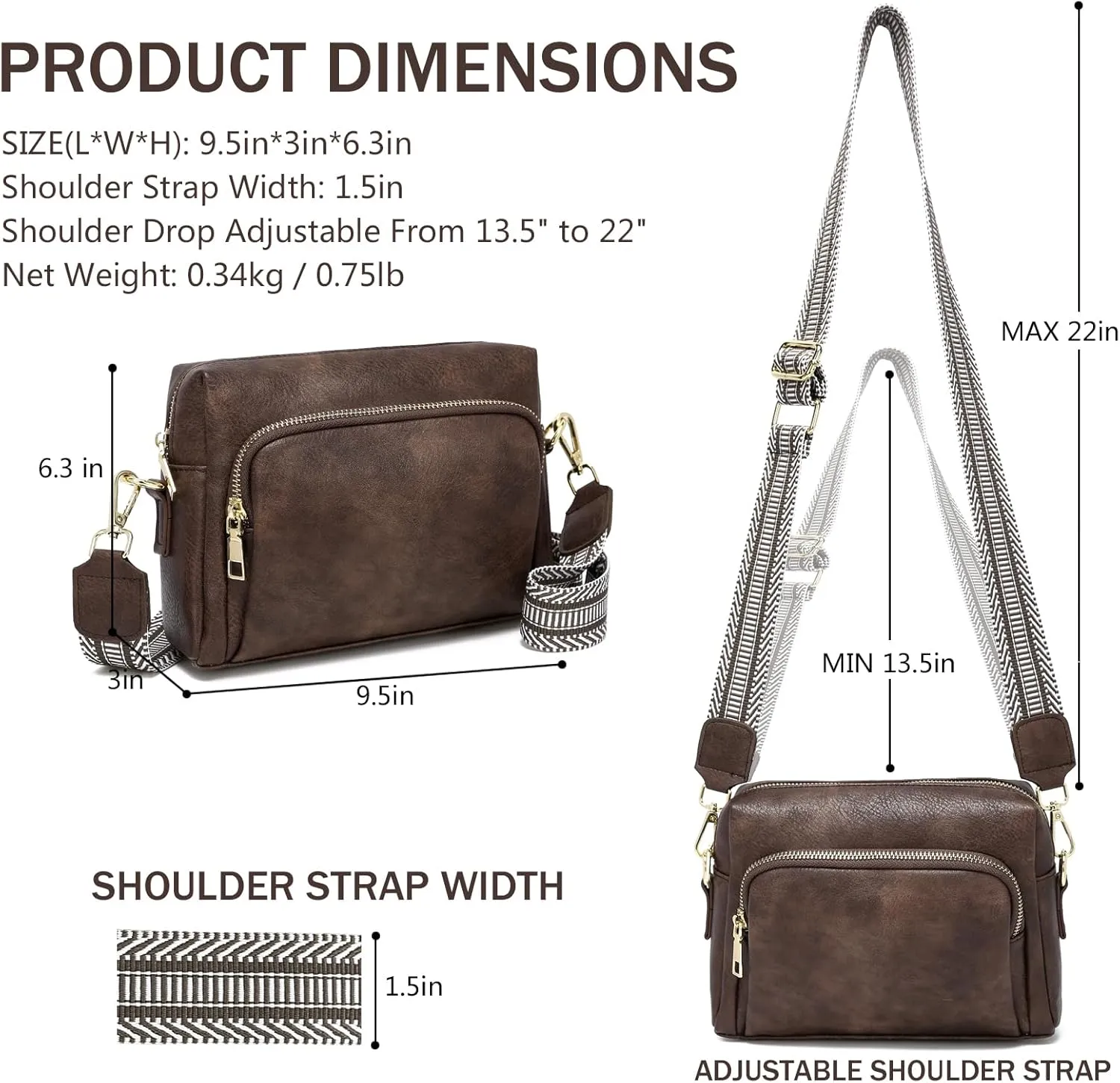 Small Crossbody Purses for Women, Vegan Leather Travel Crossbody Bags, Shoulder Handbags with Guitar Strap and Leather Strap