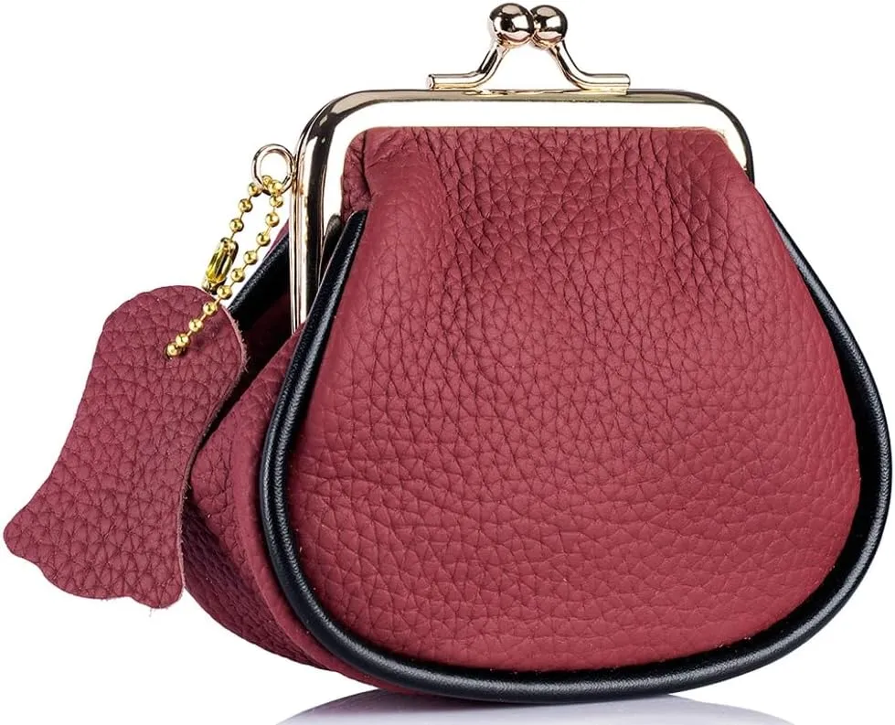 Small Kiss Lock Coin Change Purse Women Cute PU Leather RFID Wallets Crossbody Purses Kiss Clasp Wallet Cross Body Bag