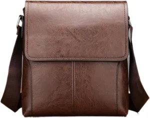 Small Shoulder Bag, Mens Crossbody Bag, Vintage PU leather Office Business Bag for Men, Handbag Purse Zipper