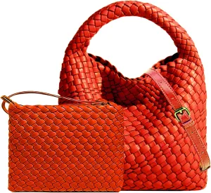 Small Woven Bags for Women Cute Hobo Tote Woven Handbag Mini Clutch Purse vegan leather Crossbody bags Shoulder Handmade Bag