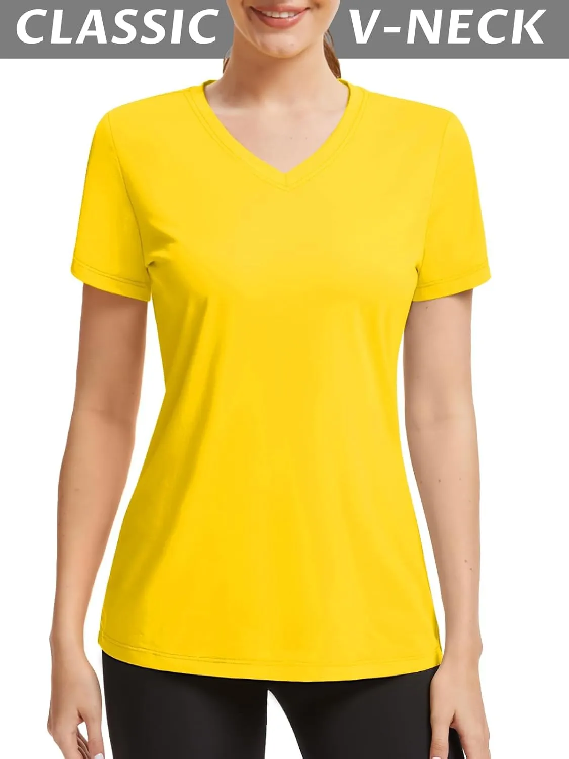 SMENG Basic Vneck Tshirts for Women UPF50  Soft Breathable Workout Shirts Short Sleeve Casual Summer Tops Trendy