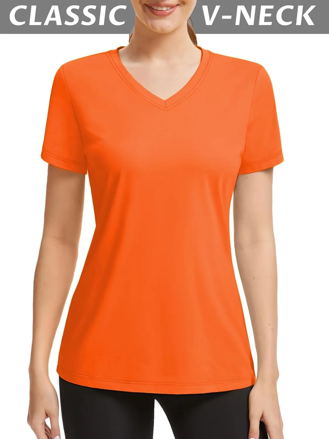 SMENG Basic Vneck Tshirts for Women UPF50  Soft Breathable Workout Shirts Short Sleeve Casual Summer Tops Trendy