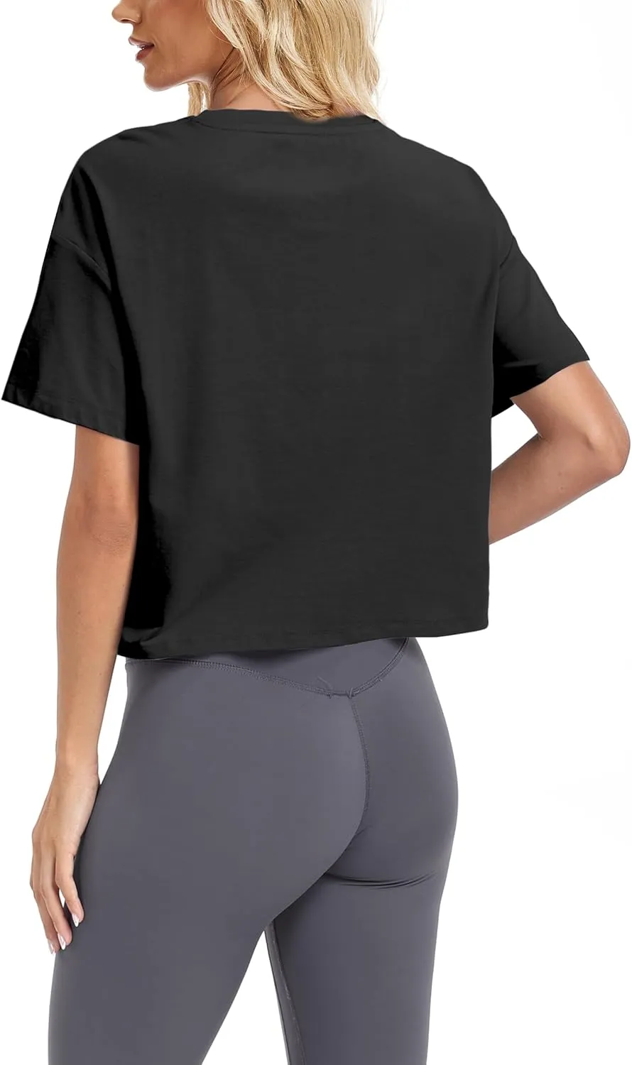 SMENG Womens Cropped T Shirt UPF50  Soft Breathable Tshirt Workout Loose Crewneck Short Sleeve Tops 2025 Trendy