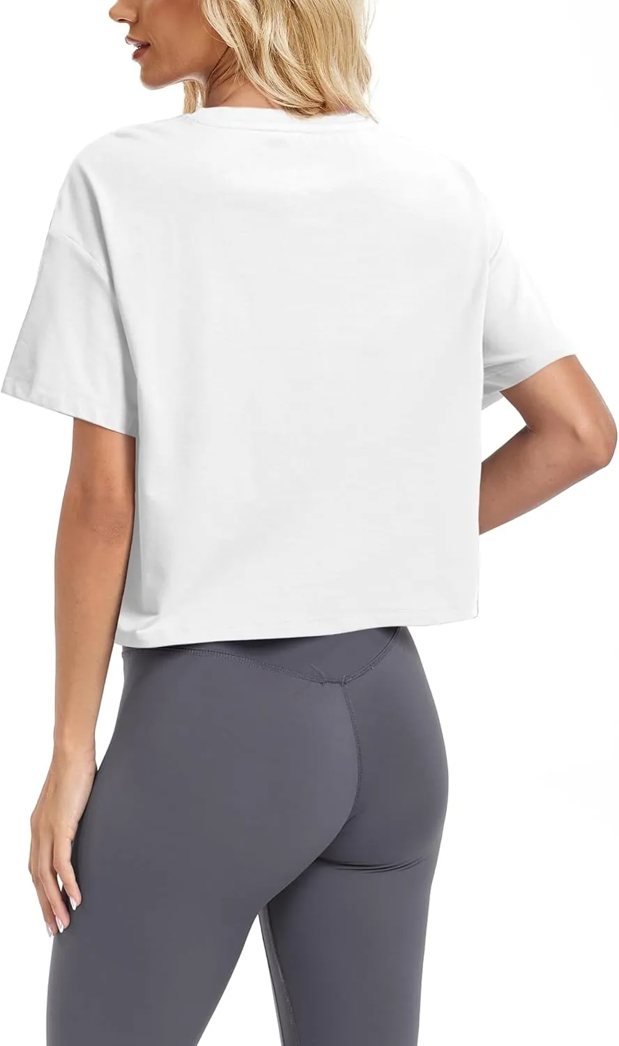 SMENG Womens Cropped T Shirt UPF50  Soft Breathable Tshirt Workout Loose Crewneck Short Sleeve Tops 2025 Trendy