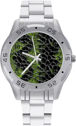 Snake Pattern Simple Stainless Steel Band Business Watch Dress Wrist Unique Luxury Work Casual Waterproof Watches