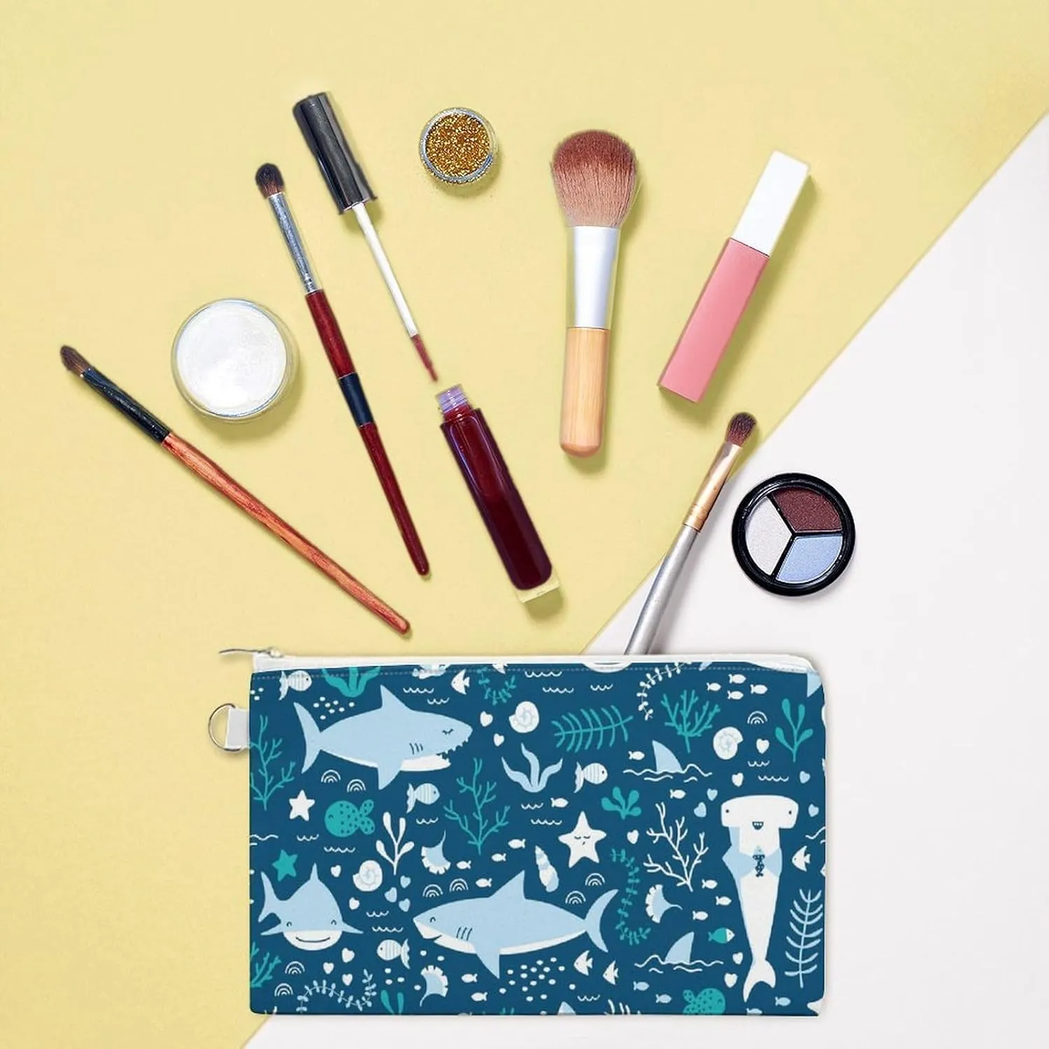 Soft Clutch Canvas Wallet, Lightweight Coin Zipper Handbag Makeup Bag Purse