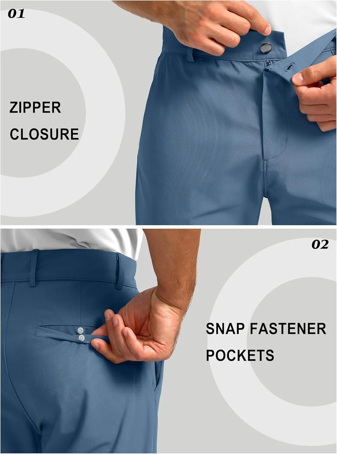 Soothfeel Men's Golf Pants with 5 Pockets - 30"/32"/34" Slim Fit Stretch Tech Pants Casual Trousers Dress Work Pants for Men