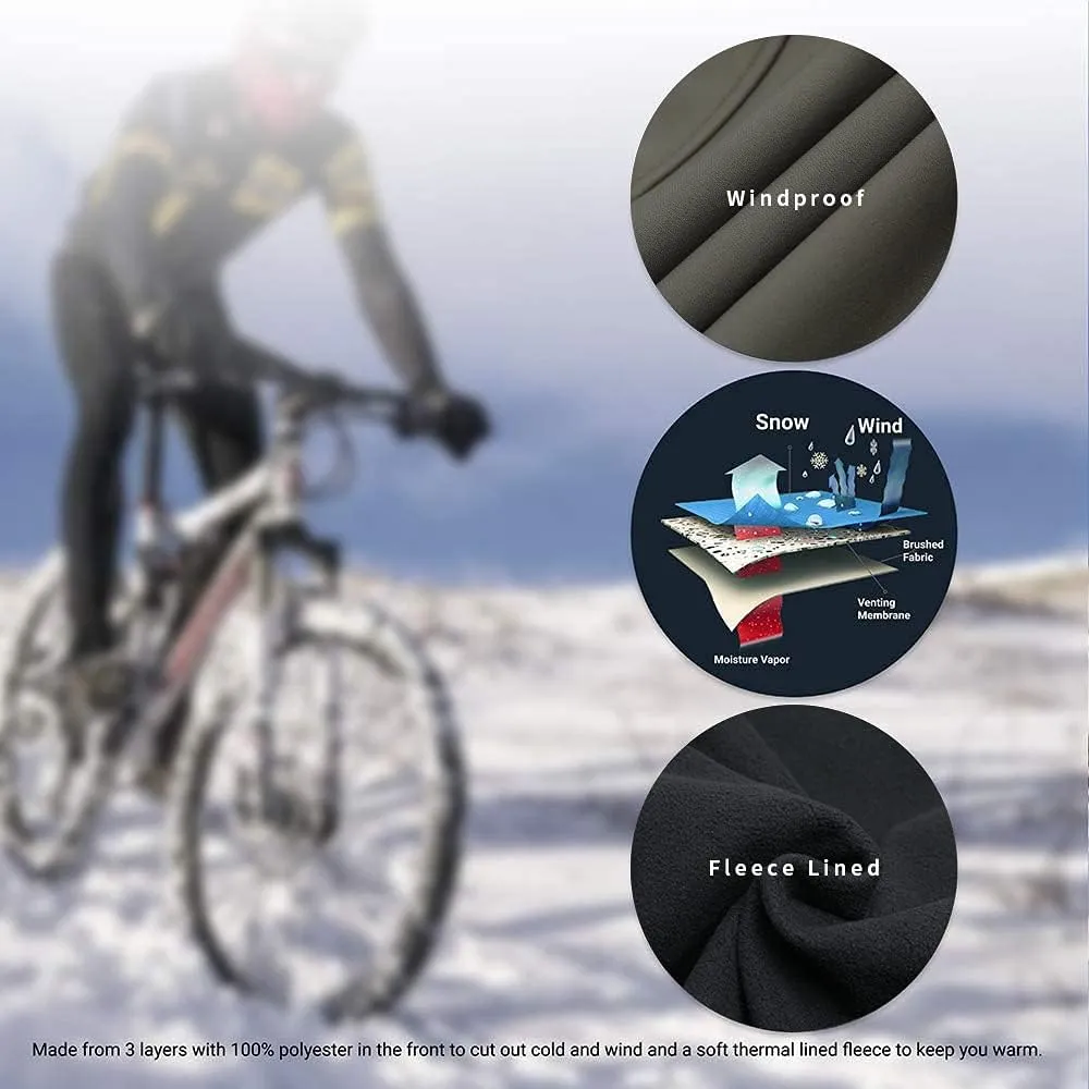 Souke Sports Men's Winter Cycling Pants, Windproof Fleece Thermal Bike Pants, Breathable Athletic Sweatpants for Running