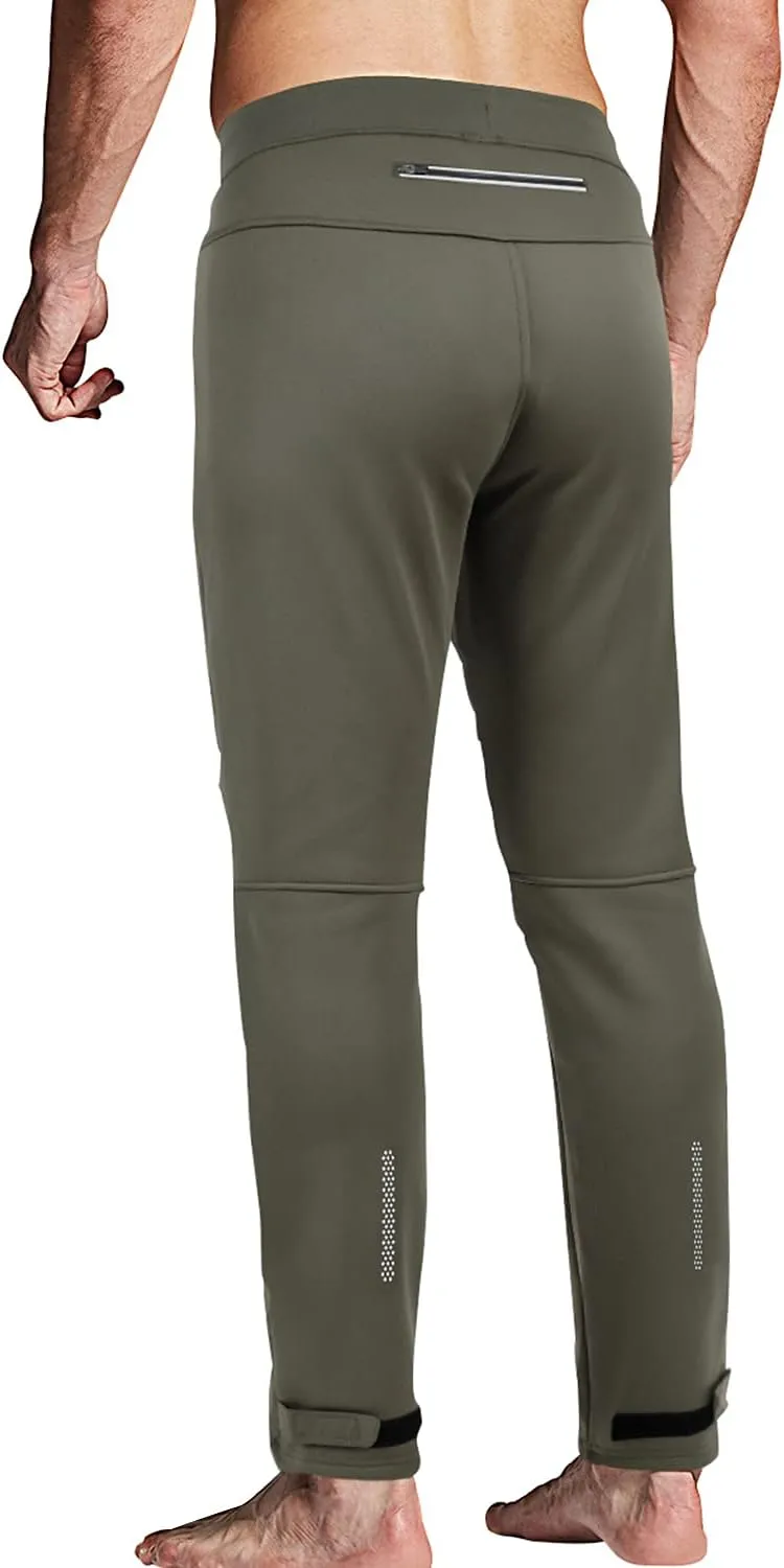 Souke Sports Men's Winter Cycling Pants, Windproof Fleece Thermal Bike Pants, Breathable Athletic Sweatpants for Running